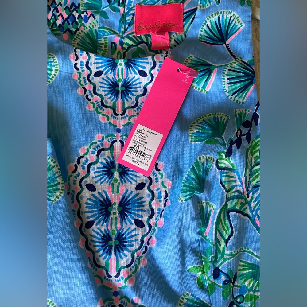 NWT Lilly Pulitzer Mila Stretch Shift Dress, Blue, Size 2 - Picture 3 of 6
